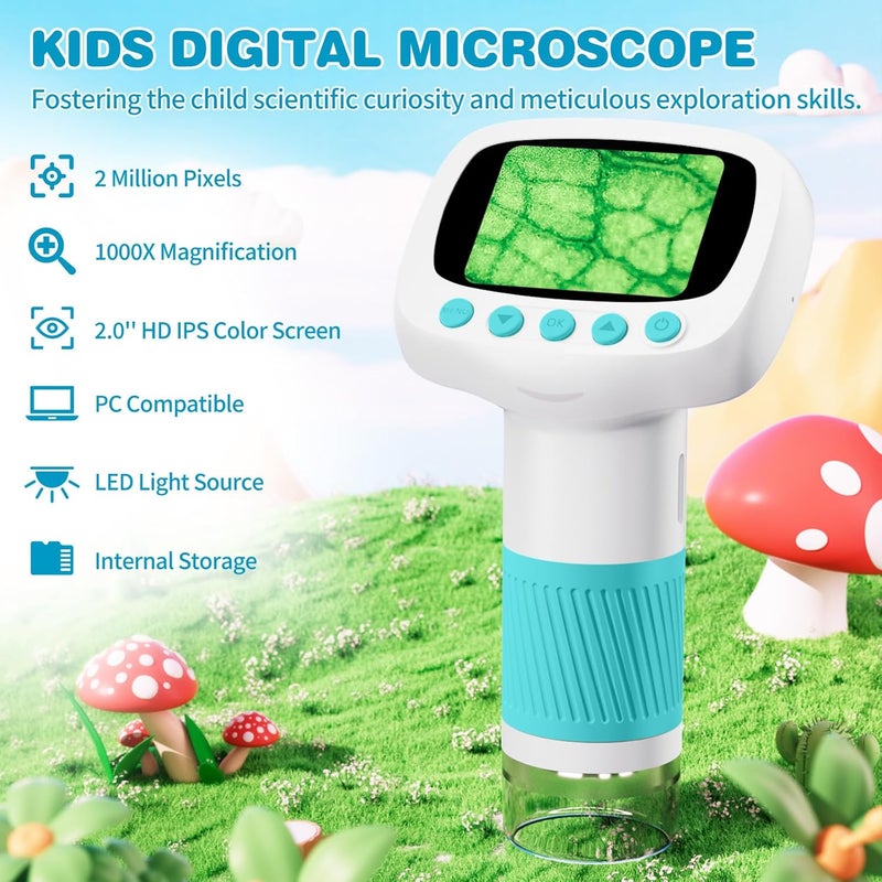 Cobest Microscope for Kids Over 3 Years Old, 1000X Portable Handheld Microscopes, Pocket Mini Microscope for Boys Educational Science Toys, Christmas Birthday Gifts for Boys Girls - Image 2